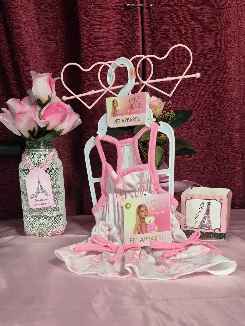 Paris Hilton Pink & White Pet Sundress with Bow NWT 2202